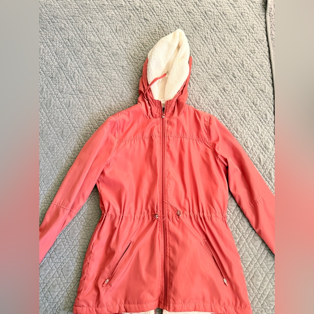 Coral Hooded Jacket with Drawstring Waist